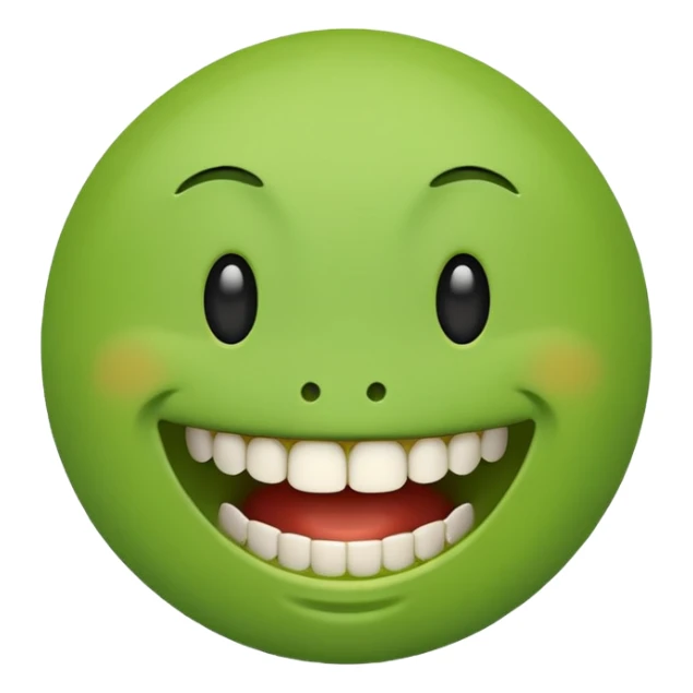 green happy emoji face showing teeth sticker
