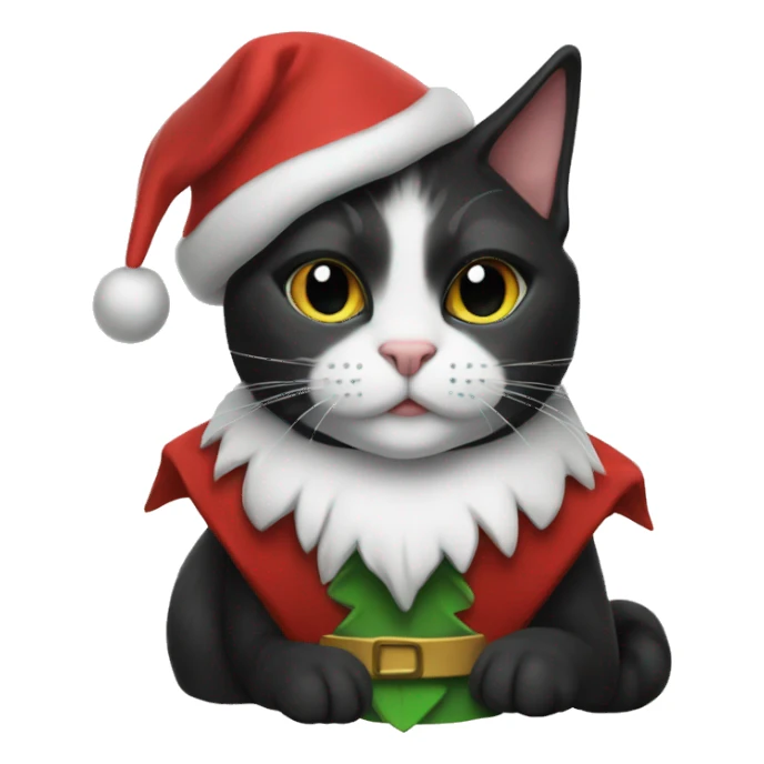 Tuxedo cat wearing elf costume  sticker