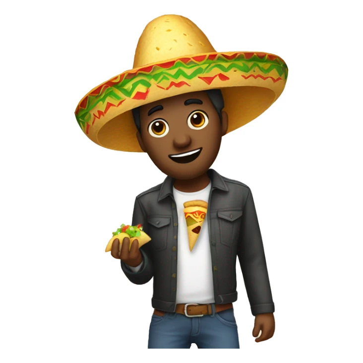 man wearing a sombrero while eating a taco sticker