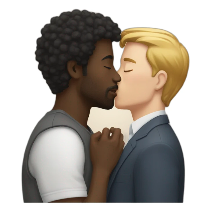 White guy kisses a black guy sticker