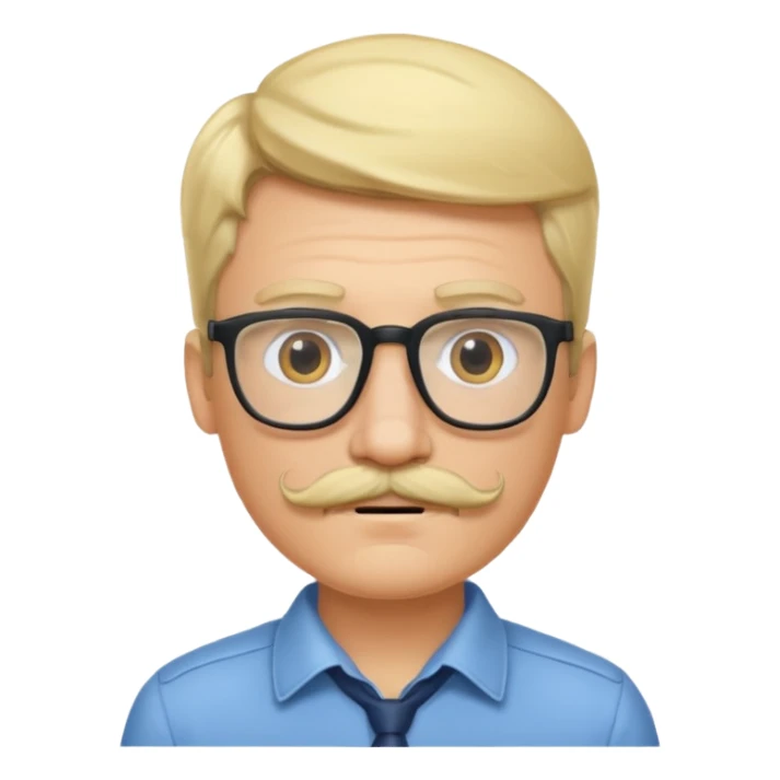 blond man with glasses and mustache sticker