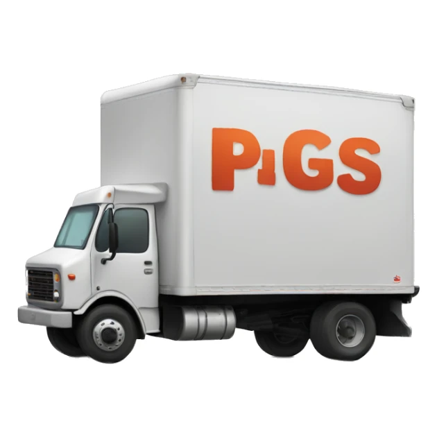 Boxtruck with letters "PGS” on the side sticker