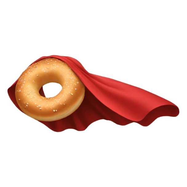 flying bagel wearing a red cape sticker