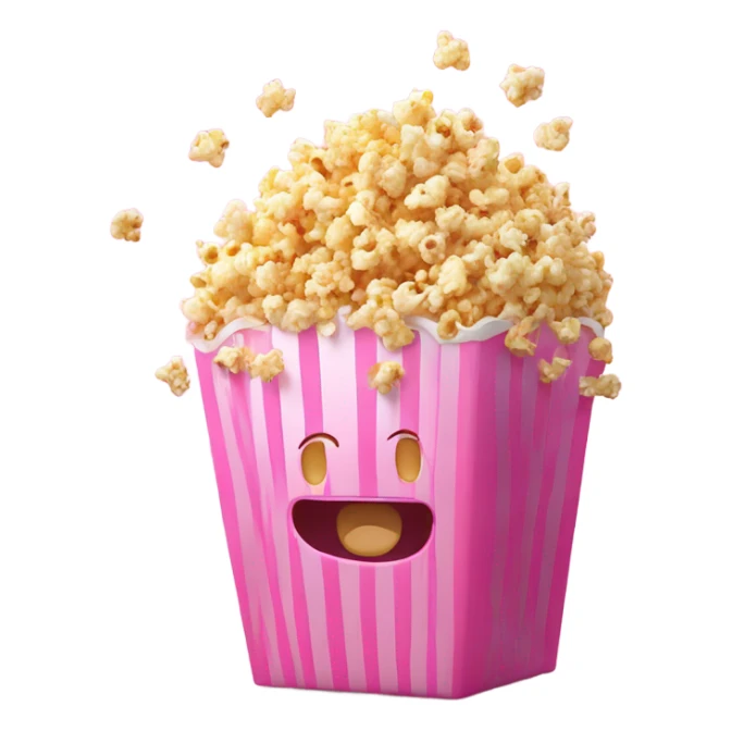Popcorn in pink container with glitter realistic  sticker