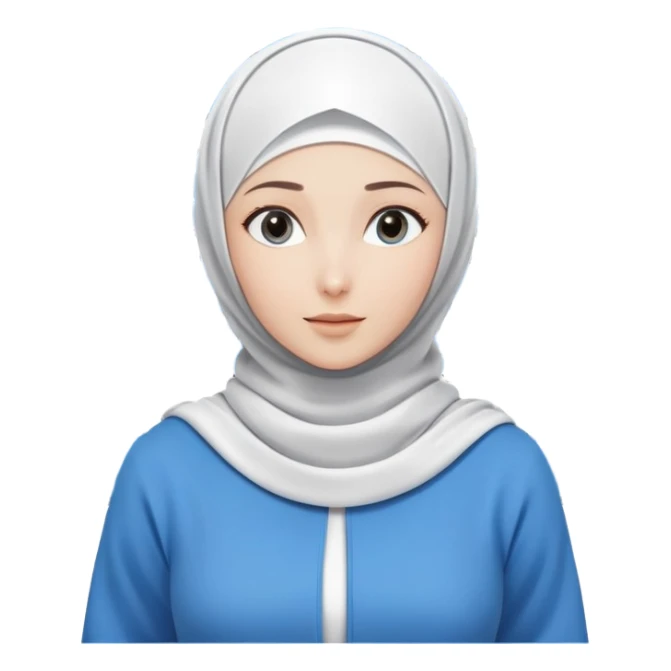 girl with white hijab wearing blue clothes, surrounded by multiple digital screens showing virtual world, metaverse elements, augmented reality displays sticker