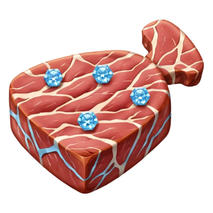 Meat with diamond textur and blue color sticker