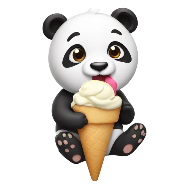 Panda eating ice cream sticker
