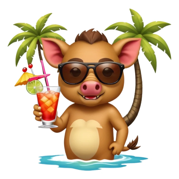 Razorback pick drinking a cocktail on an island sticker