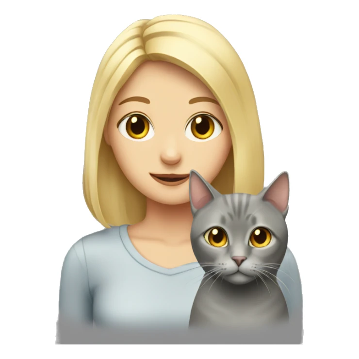 Grey cat with blonde girl sticker