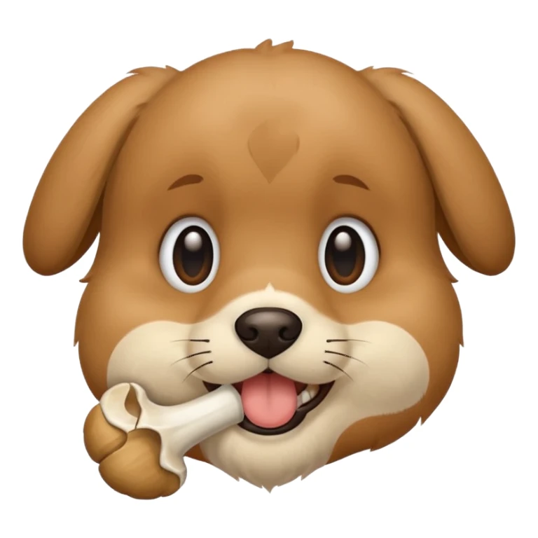 puppy face with bone in mouth sticker