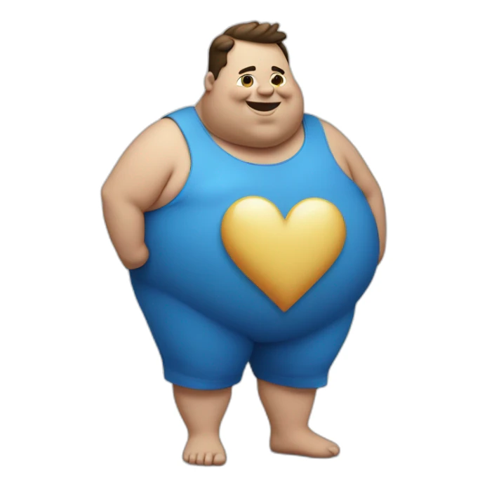 fat man and blue heart sticker
