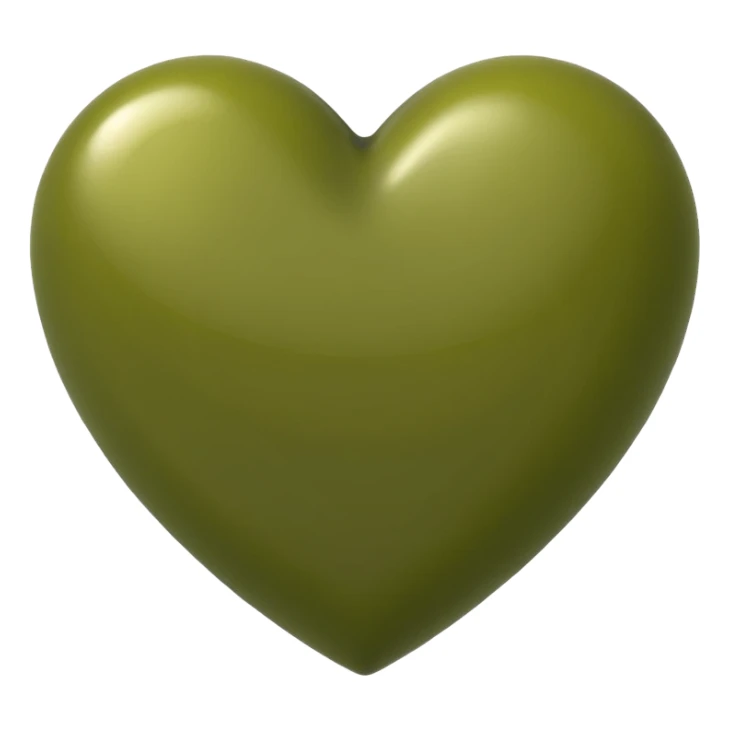 an olive green colored heart sticker