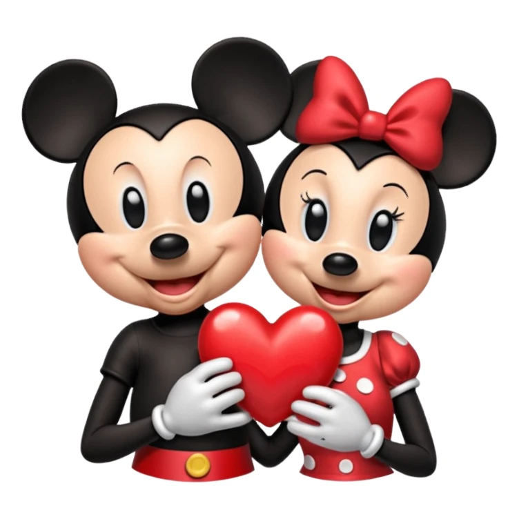 Mickey Mouse and Minnie Mouse with a heart  sticker