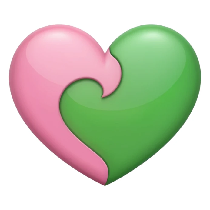 half pink half green heart sticker