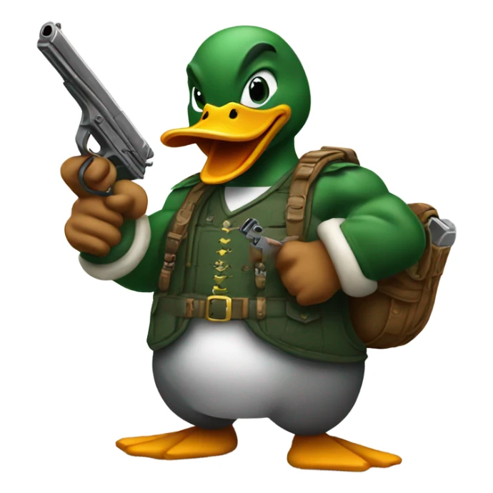 Duck has muscles with a gun sticker