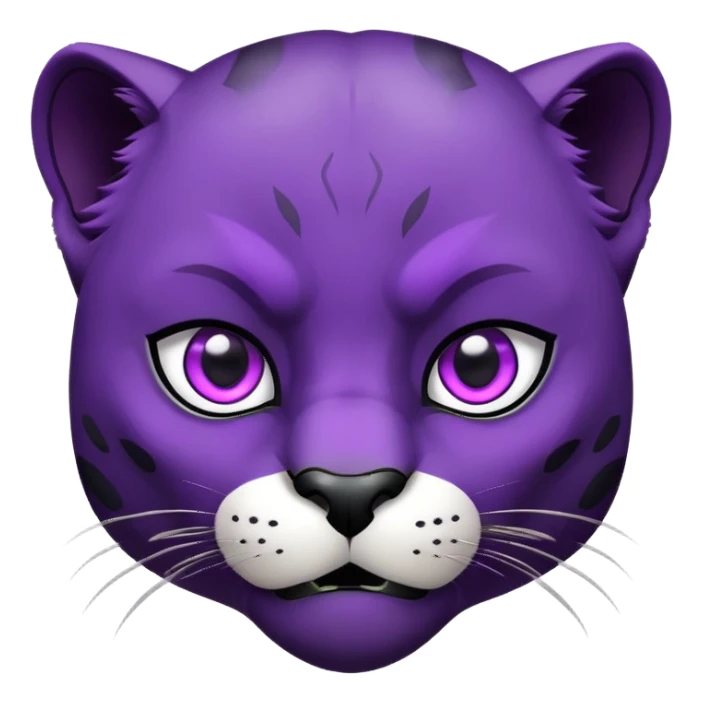 black panther with purple eyes, surprised face sticker