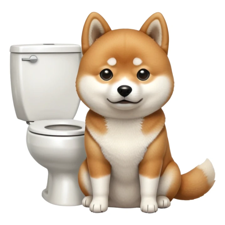A Shiba Inu sitting on the toilet sticker