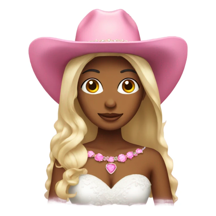 bride wearing pink cowgirl hat sticker