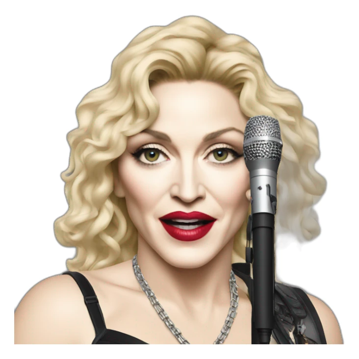 pop singer madonna wearing a wireless microphone sticker