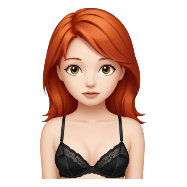 Красивая рыжеволосая девушка в чёрном белье sticker