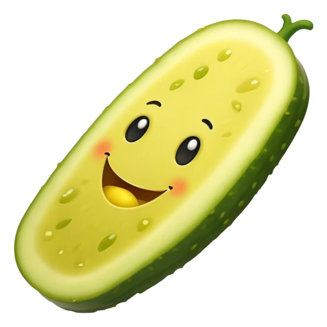 A pickle slice with a happy face sticker