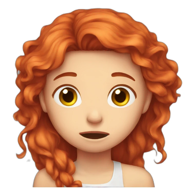 Long Redhair girl crying sticker