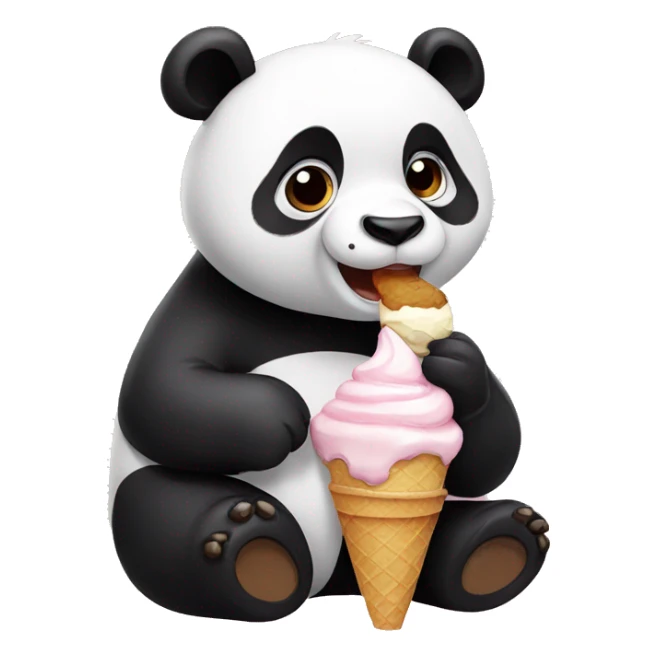 Panda eating ice cream sticker