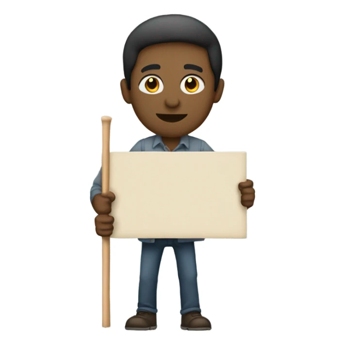 man standing holding placard on stick sticker