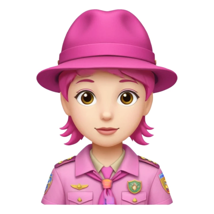 scout bpy with very pink scout uniform including hat sticker