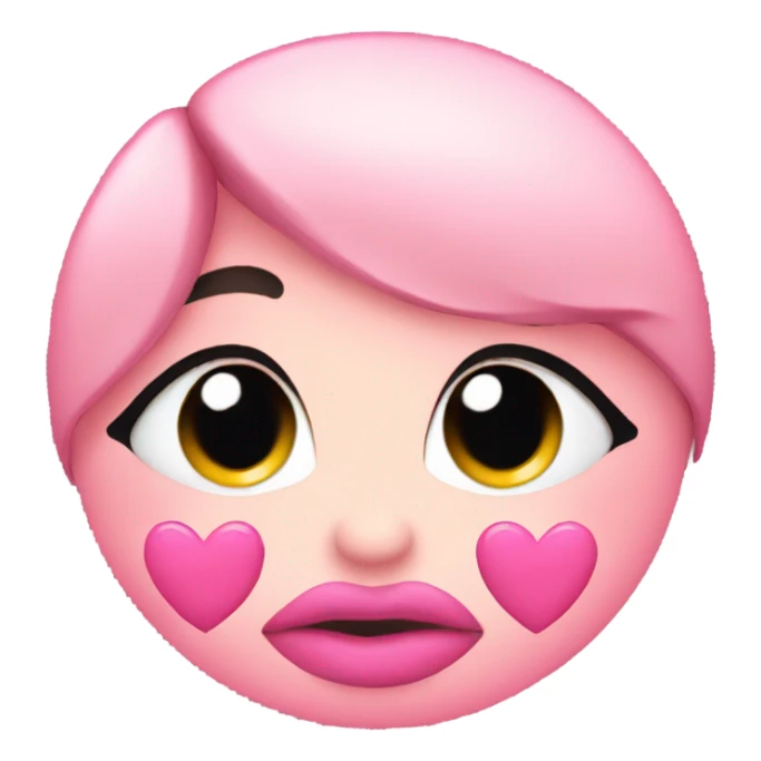 kissy face with pink hearts  sticker