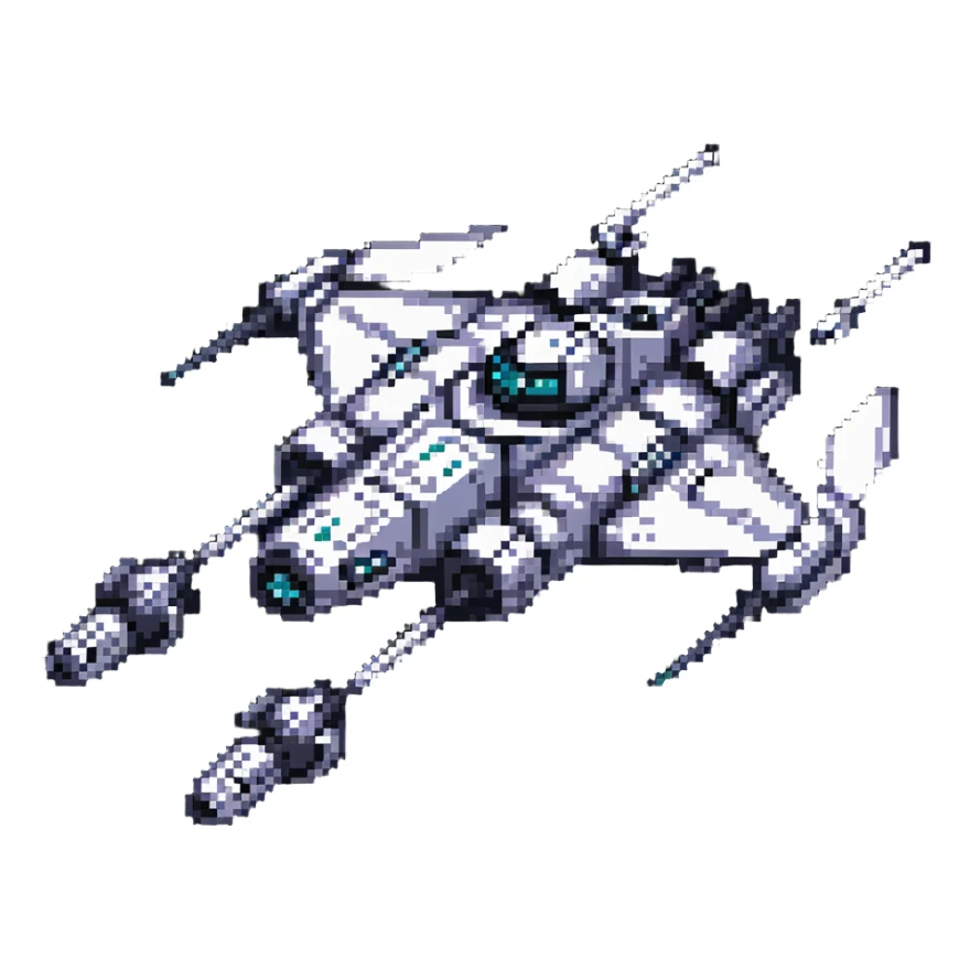 battle-worn space cruiser with weapon turrets sticker