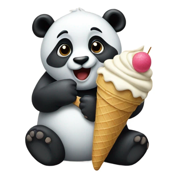 Panda eating ice cream sticker