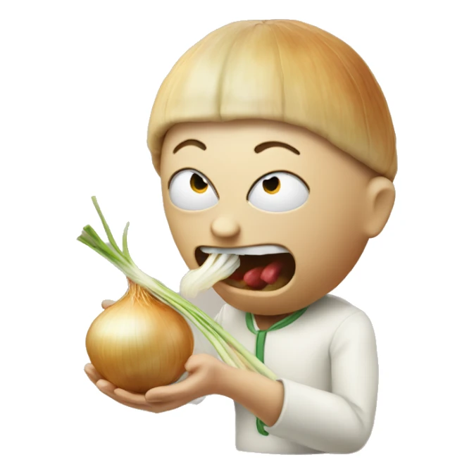 an onion person eating onions sticker