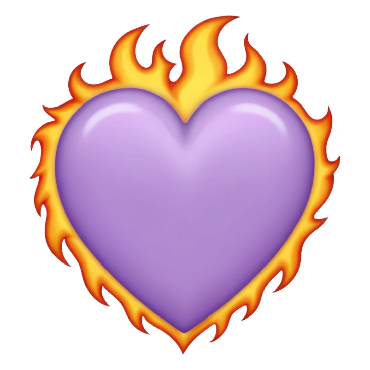 pastel purple heart with flames around it sticker