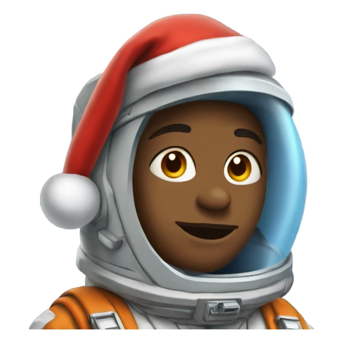boys in spacesuits under clouds with Santa hat sticker