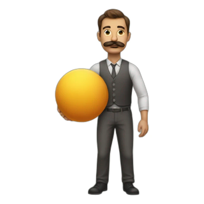 Man with mustache strenuously carrying heavy balls sticker
