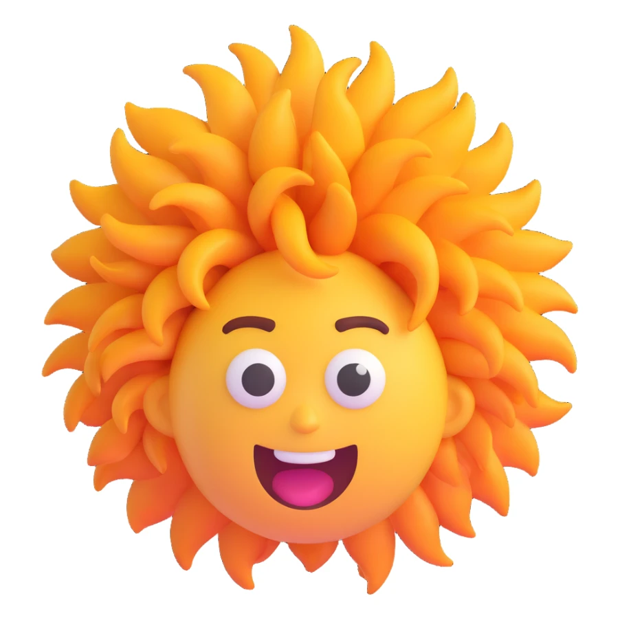 crazy hair 3d emoji style sticker