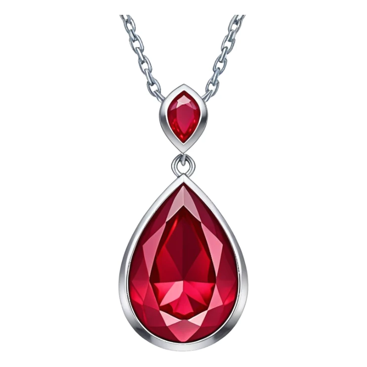 silver chain suspending ruby teardrop, dynamic vortex of light and energy inside, symbolizing awakening sticker