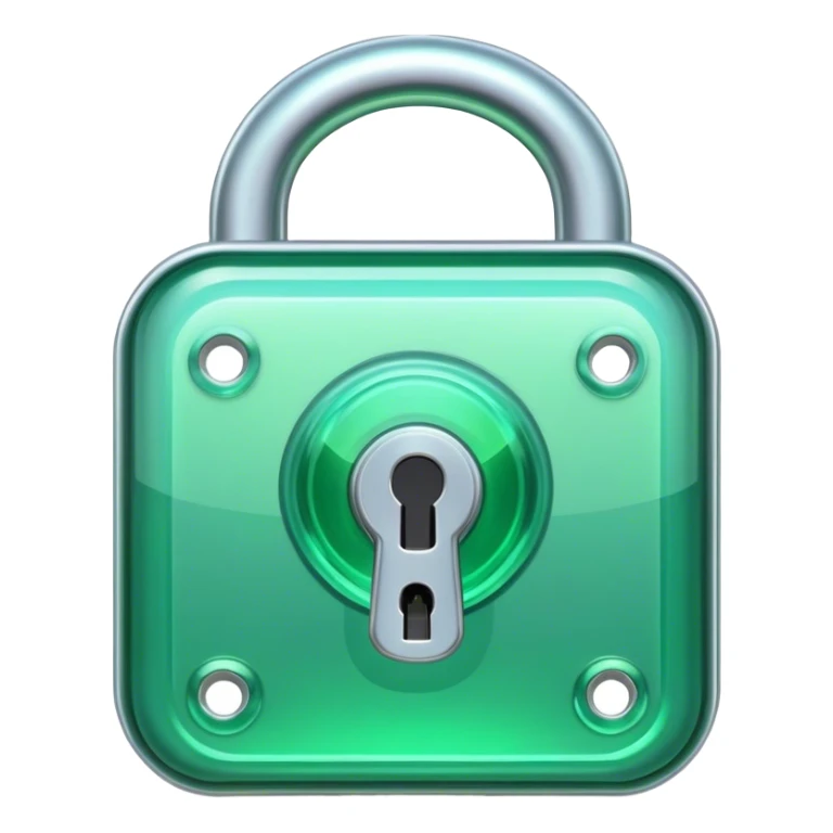 Holographic and glassmorphic green lock sticker