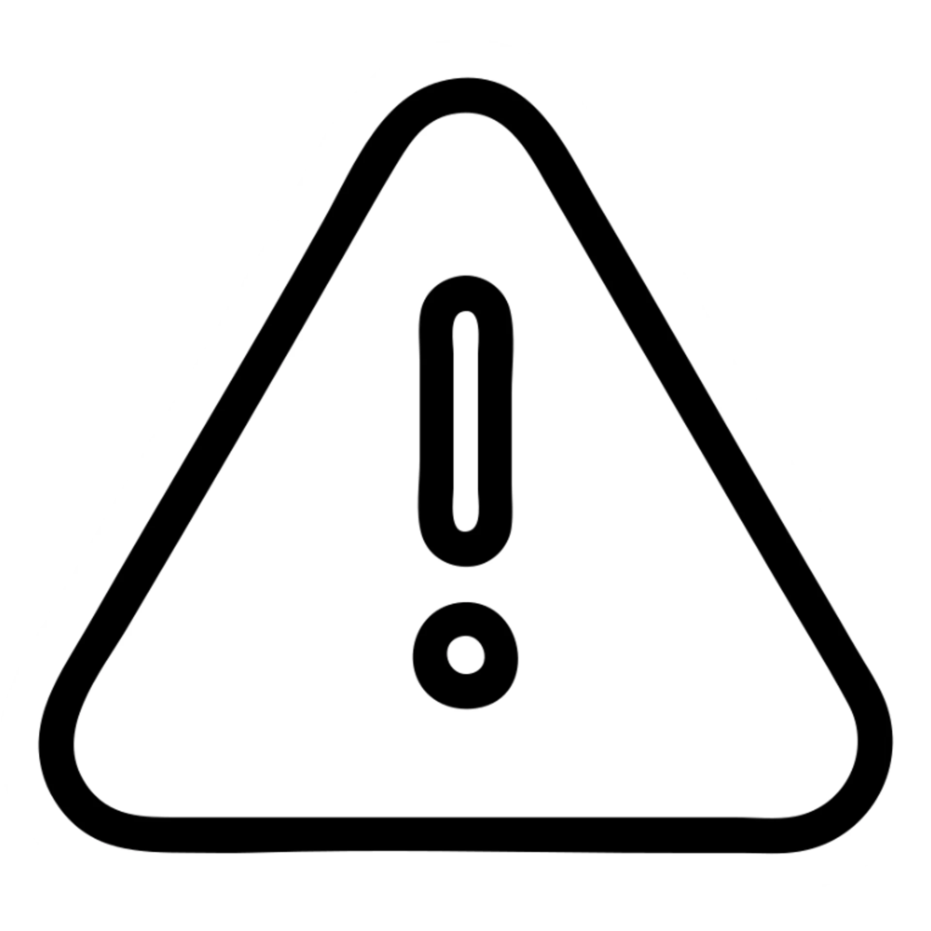 risk icon, warning sign with exclamation mark, outlined style sticker