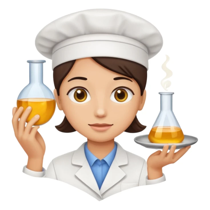 laboratory researcher analyzing dish emoji style. sticker