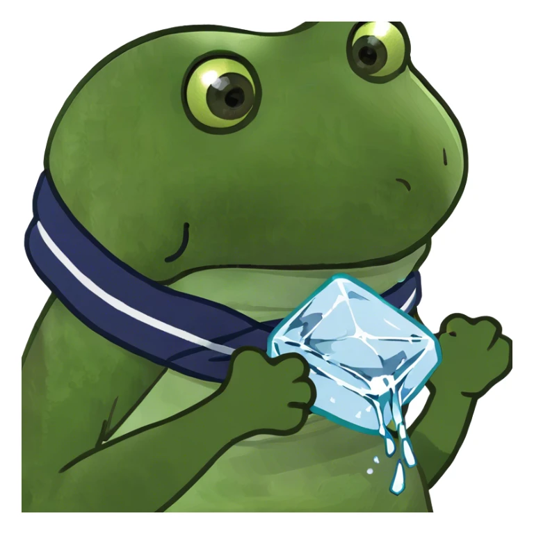 holding a piece of ice sticker