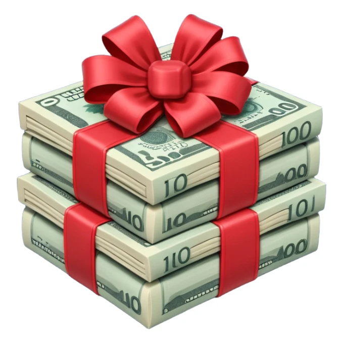 Australian $100 notes stacked together and wrapped in a bow sticker