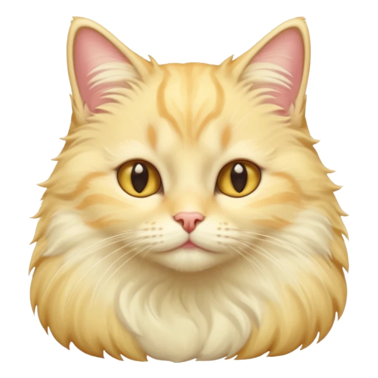 Light yellow fluffy cat with white neck sticker