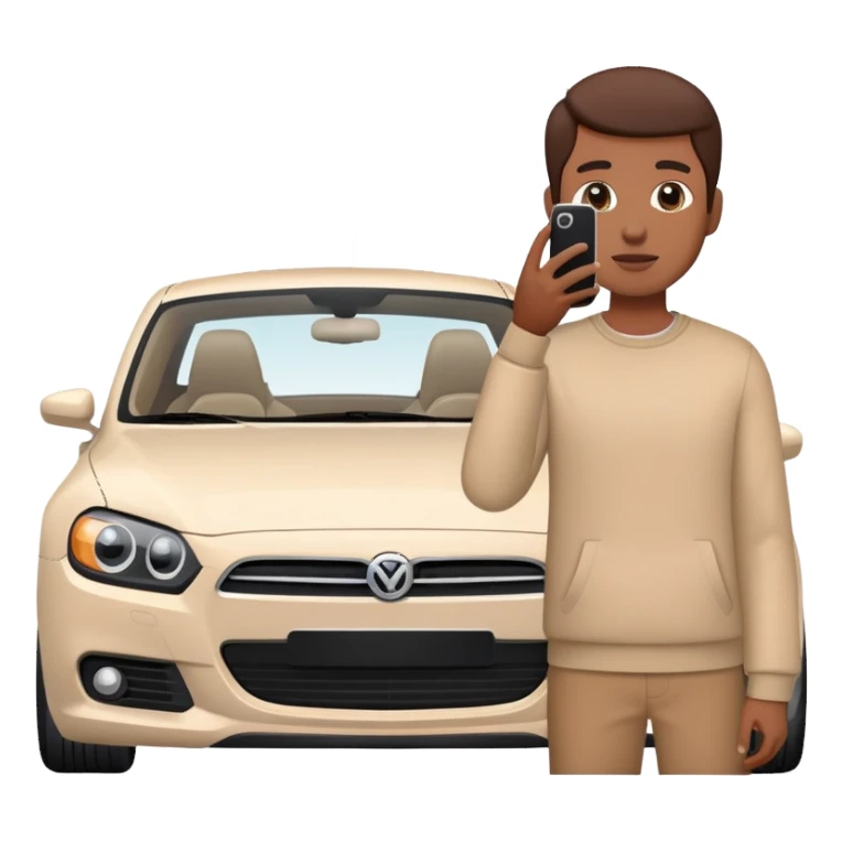 person photographing a car with iphone sticker