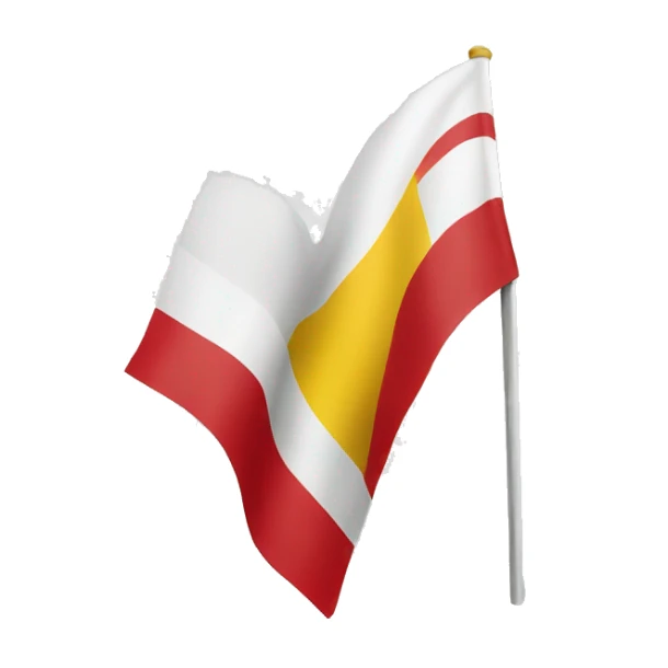 A flag that goes white, red and yellow sticker