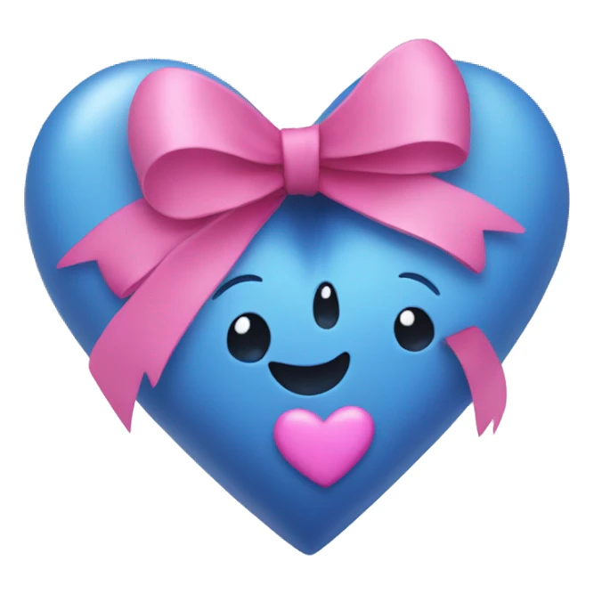 A blue heart with a pink bow sticker