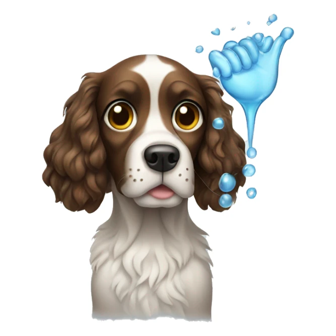 spaniel with glass spray in hands sticker