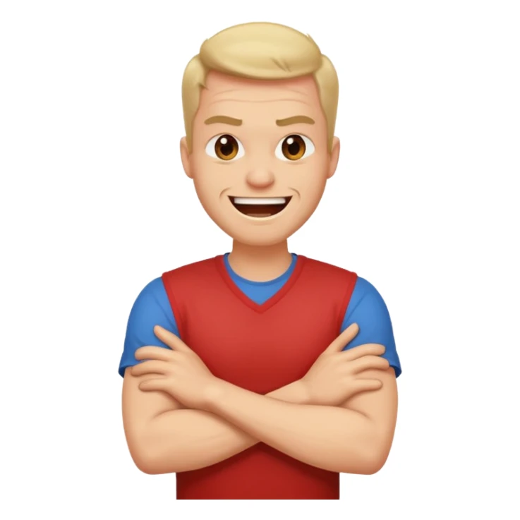 arms crossed around neck angry laughing guy sticker