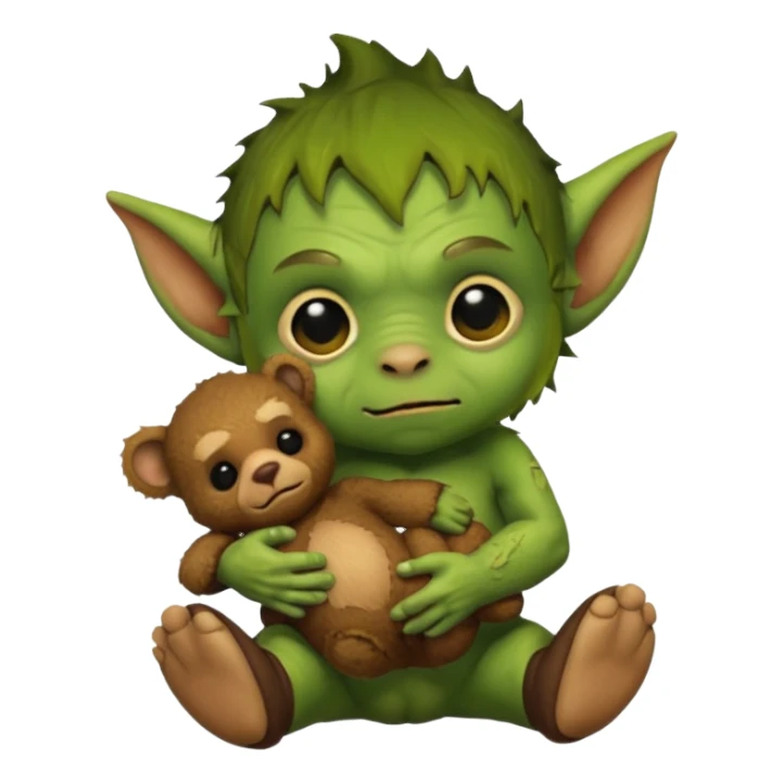 Goblin small baby  with teddy bear  sticker